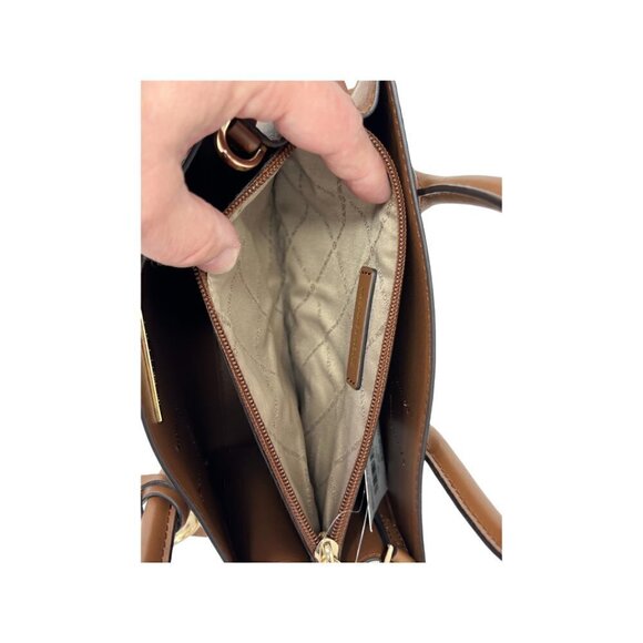 Michael Kors Maple Satchel Crossbody Leather Handbag With Gold Studs - Picture 12 of 15